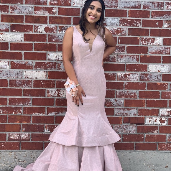 Champagne Pink Mermaid Style Prom Dress - Picture 3 of 3